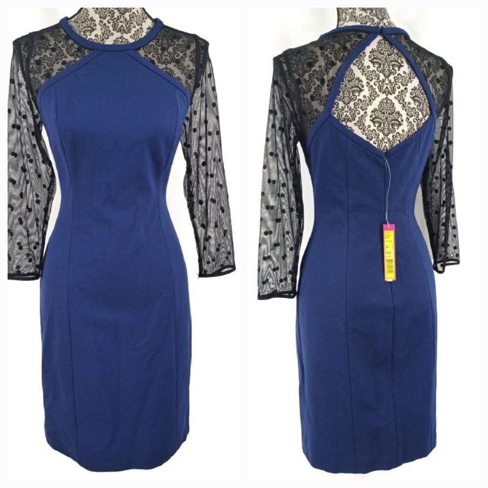 CATHERINE MALANDRINO Dress LS Stretch Jersey Sheath 8 NWT